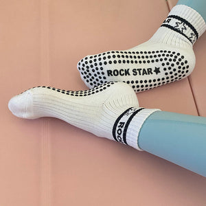 Greer Rock Star Crew Grip Sock  White/Black