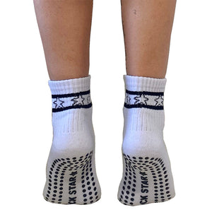 Greer Rock Star Crew Grip Sock  White/Black