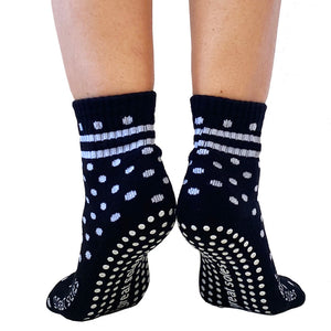 Greer Polka Dot Crew Grip Sock  Black/White