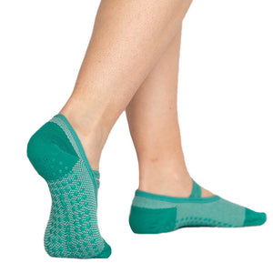 Mia Mesh Ballet Grip Socks - Green (Pilates/Barre)