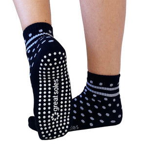 Greer Polka Dot Crew Grip Sock  Black/White