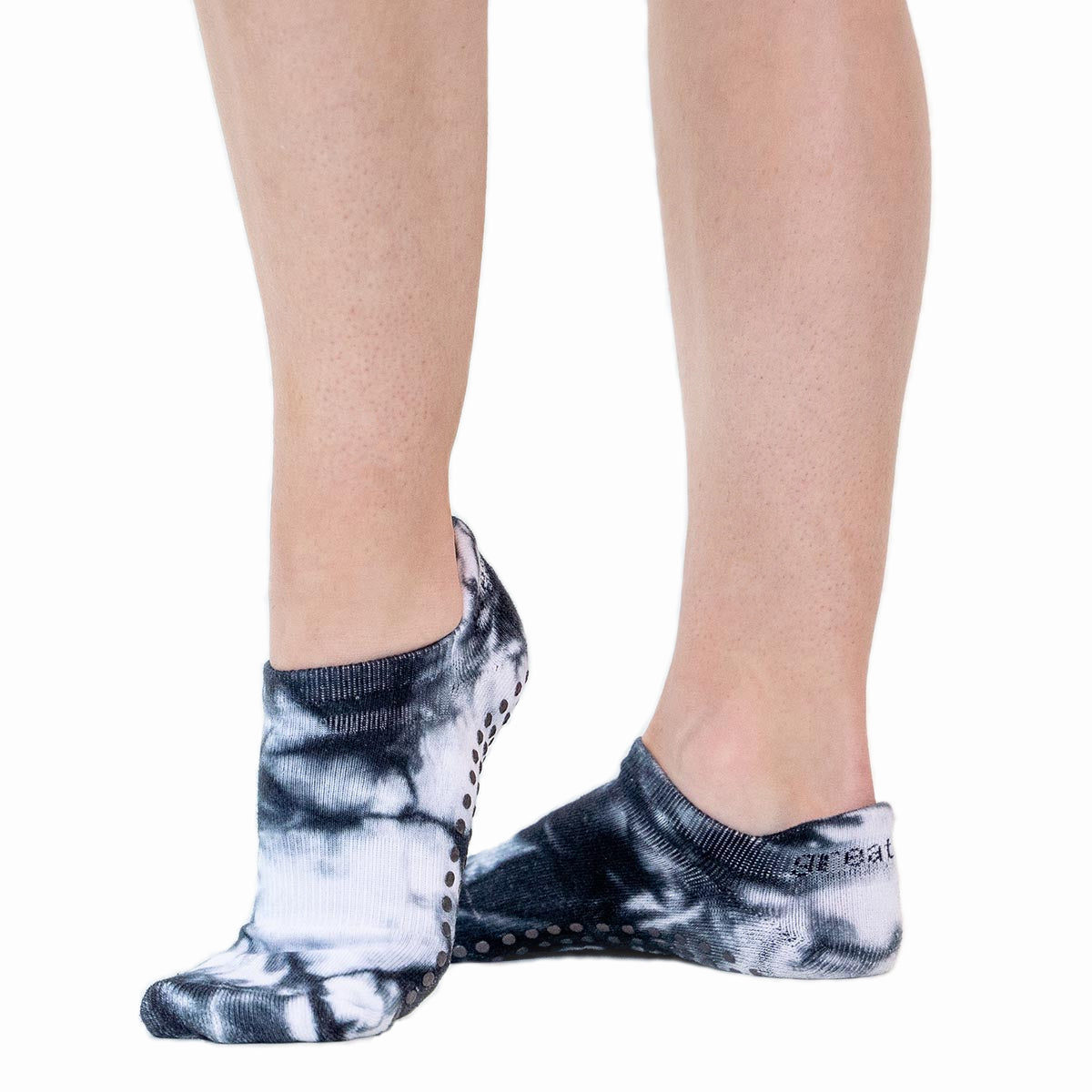 Riley Tab Back Grip Sock - White/Grey - Great Soles