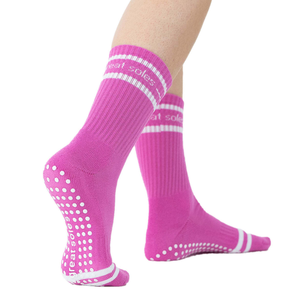 Amelie Floral Tab Back Sport Grip Sock Grey/Pink - Great Soles